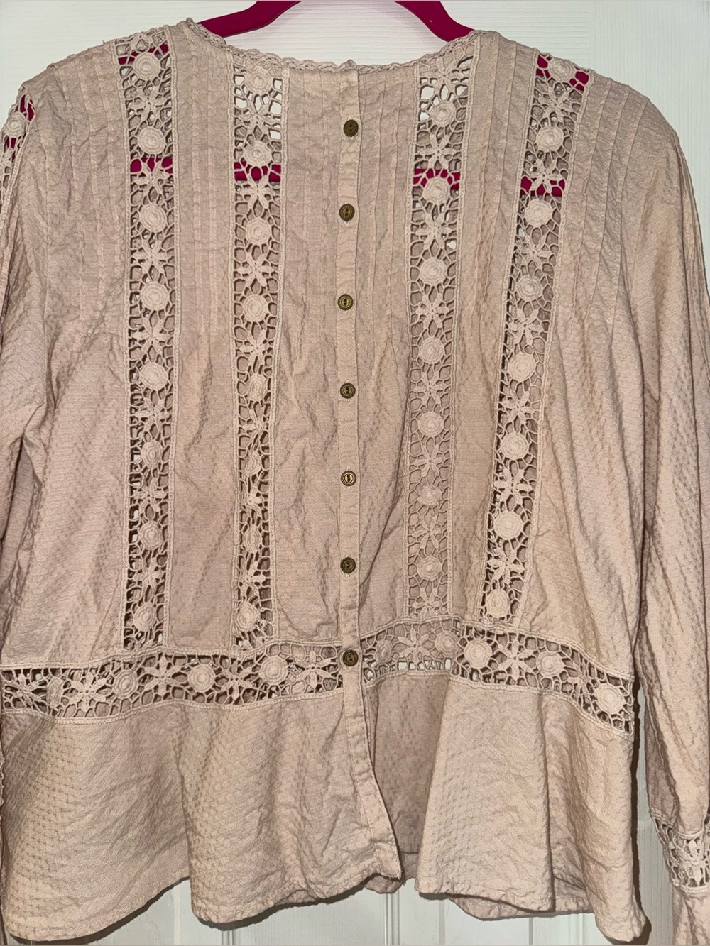 Free People Cream Lace-Inset Bell Sleeve Blouse - Picture 6 of 6